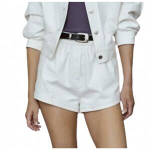 NEW SECULAR parker high waist denim shorts in white